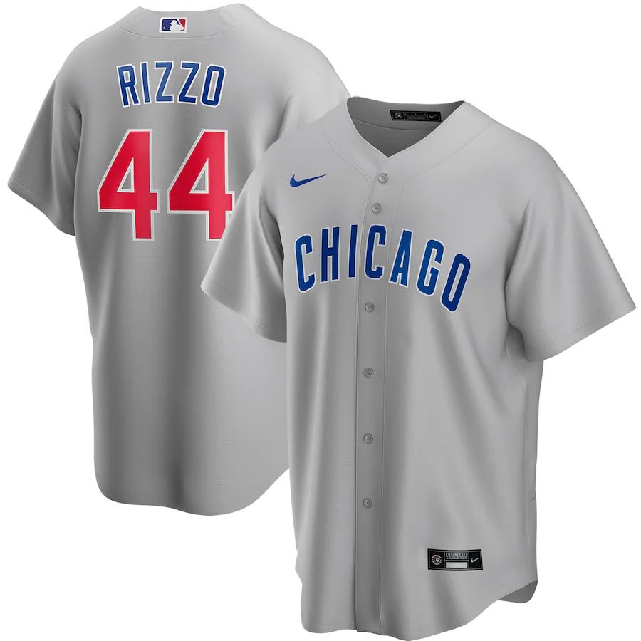 Mens Chicago Cubs #44 Anthony Rizzo Nike Gray Road Replica Player Name MLB Jerseys